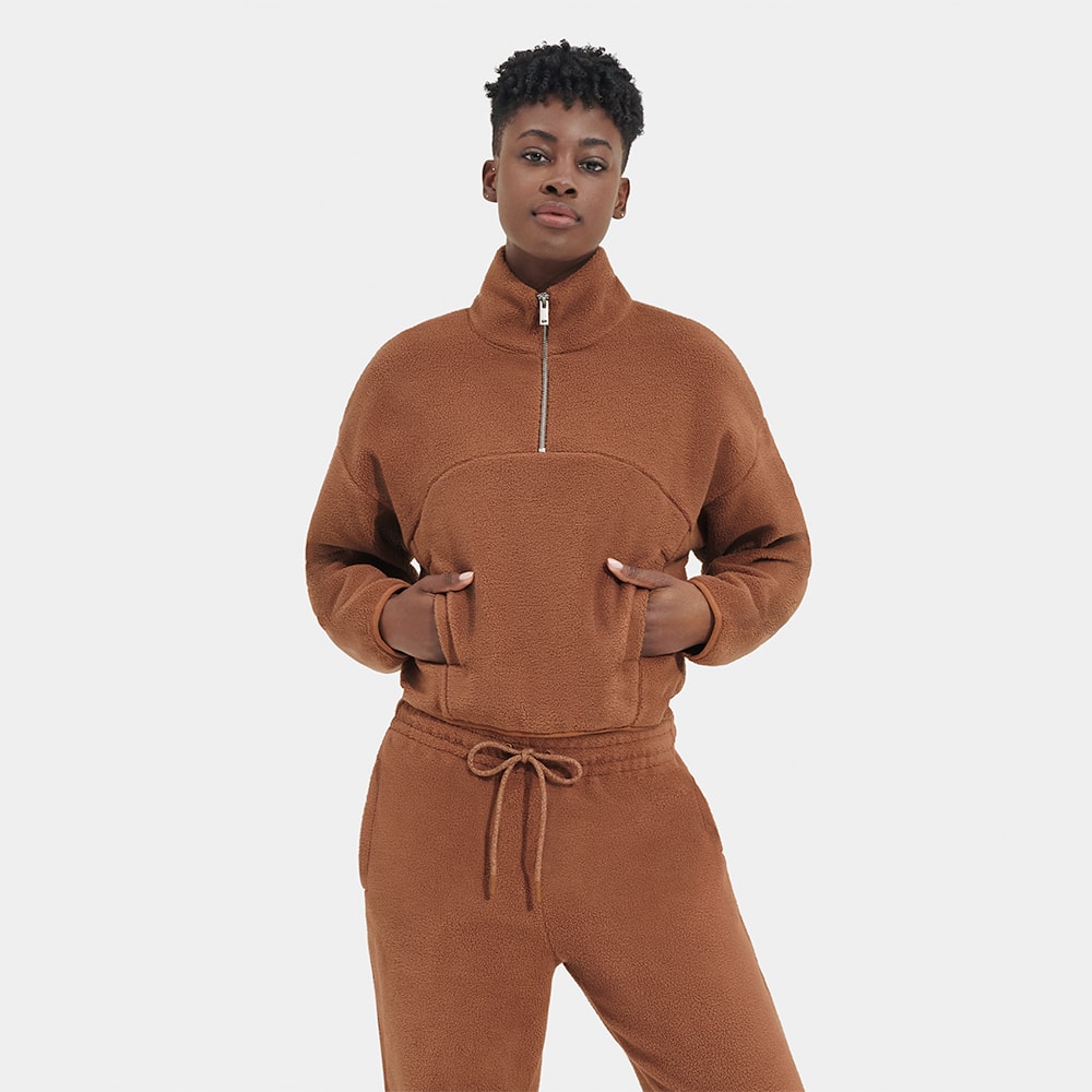 Blusa UGG Cassady Micro UGGfluff Halfzip Marrom