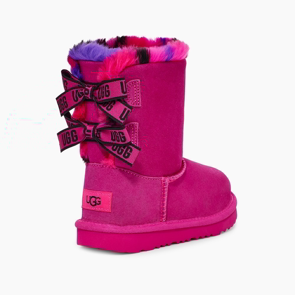 Bota UGG Juvenil Bailey Bow Plaid Punk Rosa