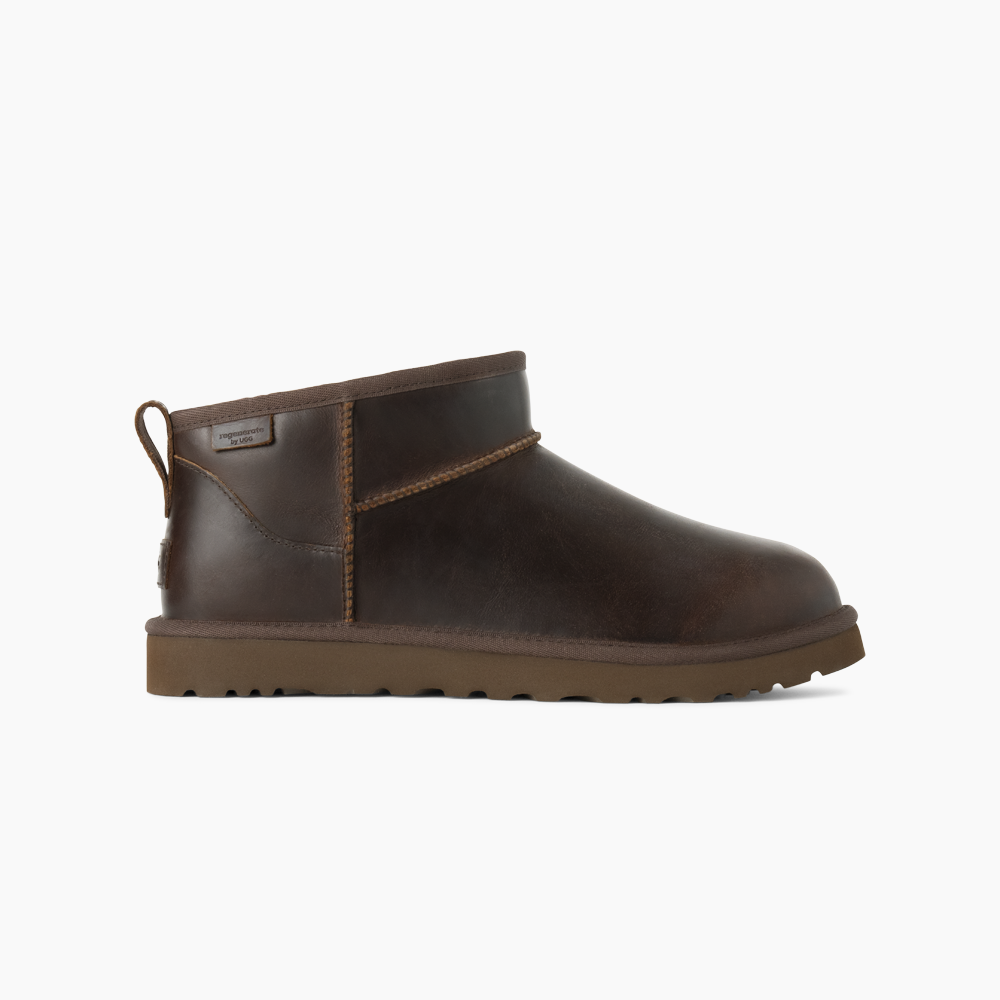 Bota UGG Masculina Classic Ultra Mini LTHR Regen Marrom