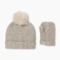 Kit UGG Juvenil com Luva e Gorro Cinza
