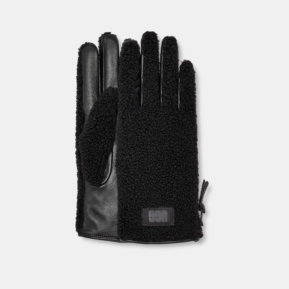 Luva UGG Sherpa e Couro Zip Preto