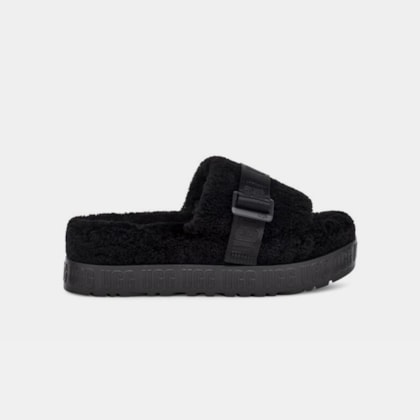 Sandália Flat UGG Fluffita Preto