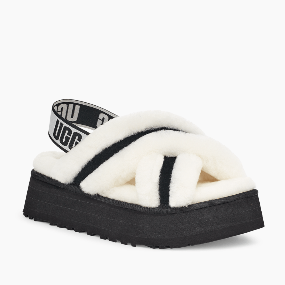 Sandália UGG Disco Cross Slide Preto/Branco