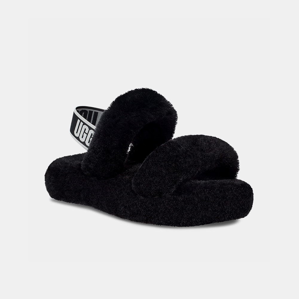 Sandália UGG Fluff Oh Yeah Slide Juvenil Preto