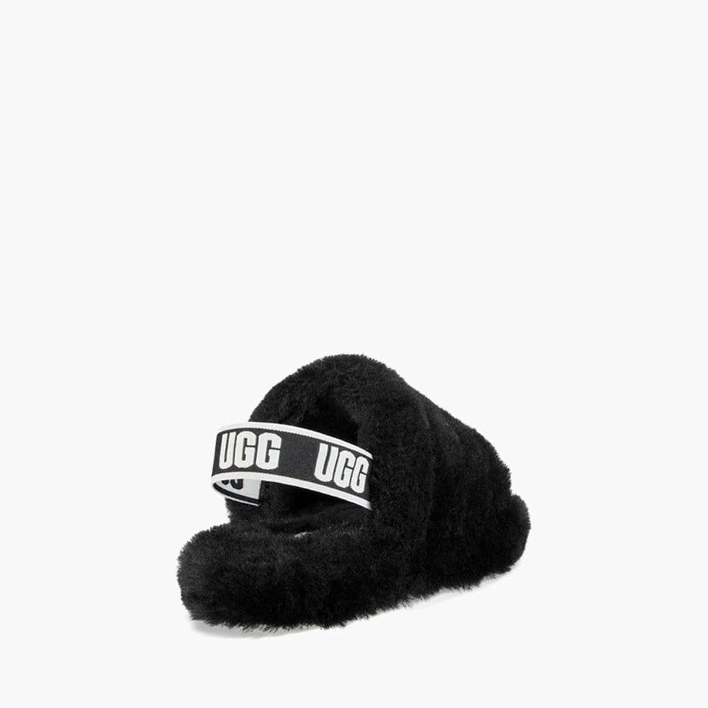 Sandália UGG Fluff Yeah Slide Juvenil Preta