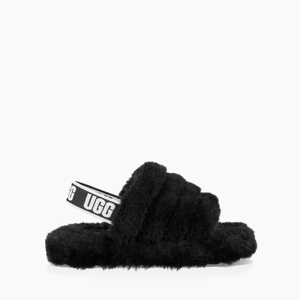 Sandália UGG Fluff Yeah Slide Juvenil Preta