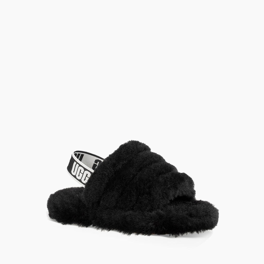 Sandália UGG Fluff Yeah Slide Juvenil Preto