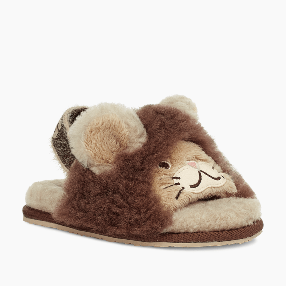 Sandália UGG Infantil Fluff Yeah Slide Lion Stuffie Marrom