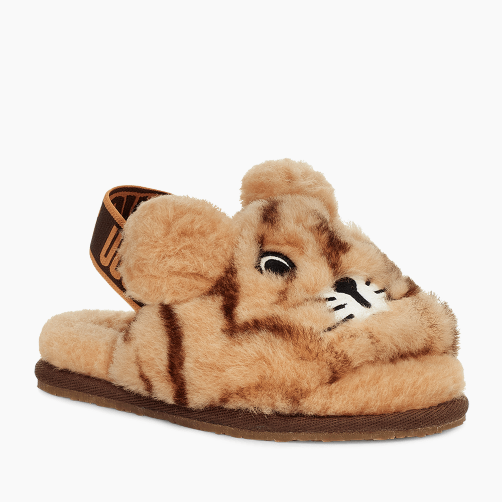 Sandália UGG Infantil Fluff Yeah Slide Tiger Stuffie Marrom
