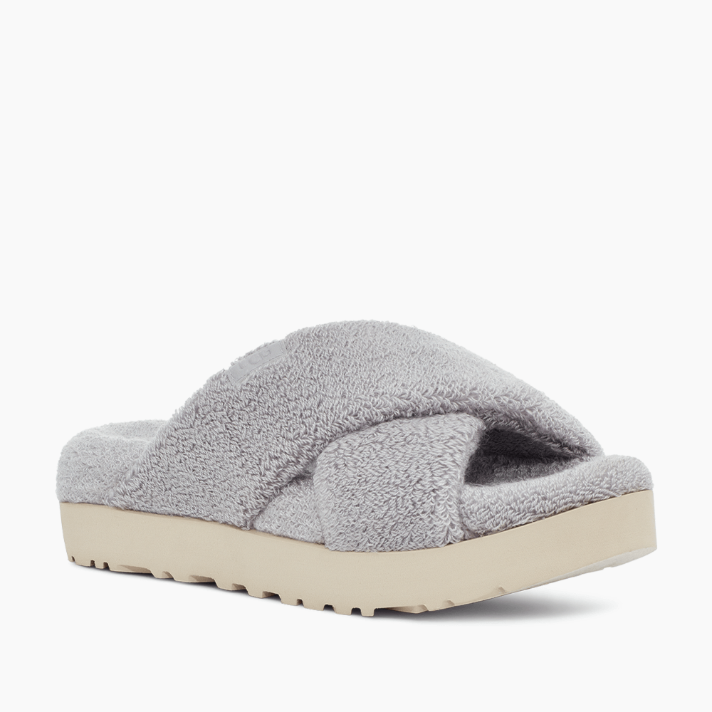 Slide UGG Fuzz Sugar Terry Cross Cinza