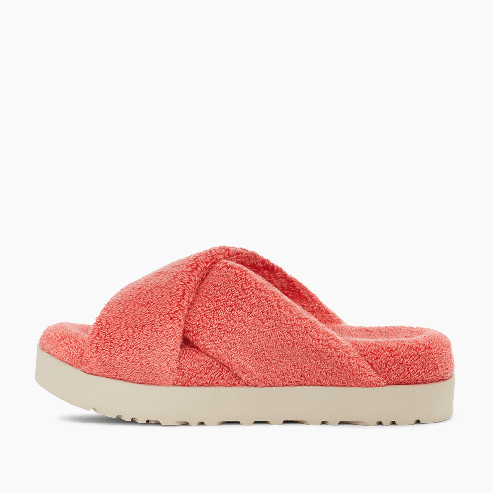 Slide UGG Fuzz Sugar Terry Cross Rosa