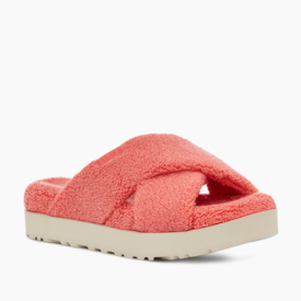 Slide UGG Fuzz Sugar Terry Cross Rosa