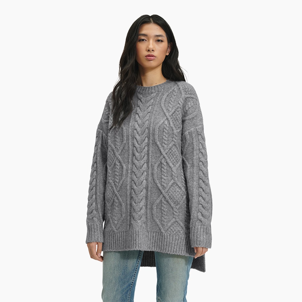Sweater UGG Raelee Cable Knit Long Cinza