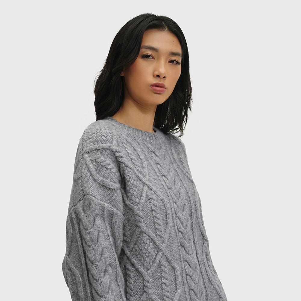Sweater UGG Raelee Cable Knit Long Cinza
